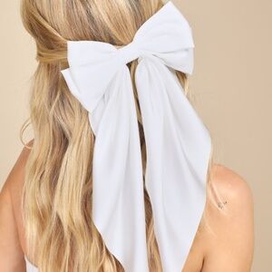 Lulus Adorable Inclusion White Satin Bow Hair Clip - Size One Size